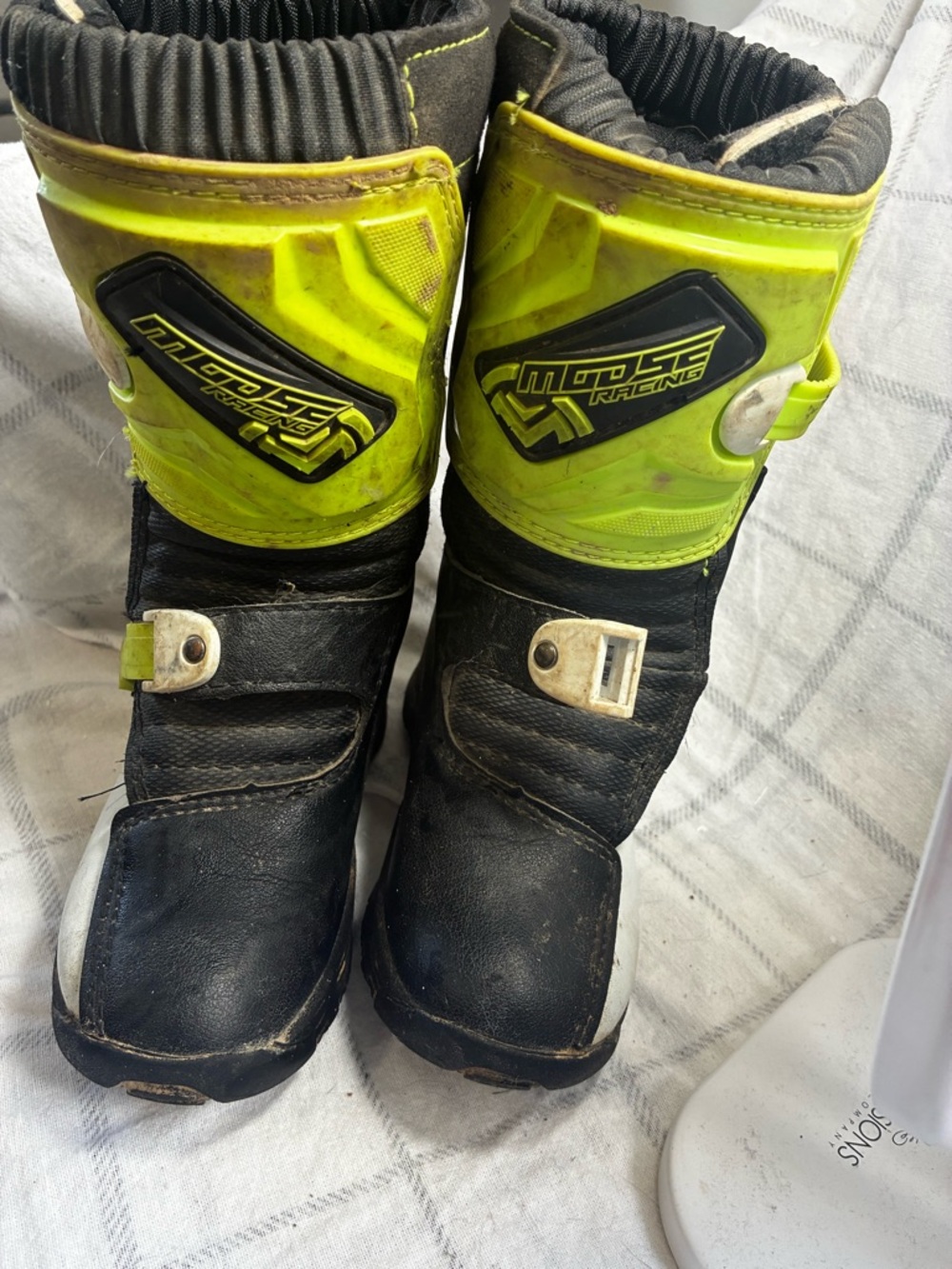 Kids Neon Yellow and Black Motocross Boots